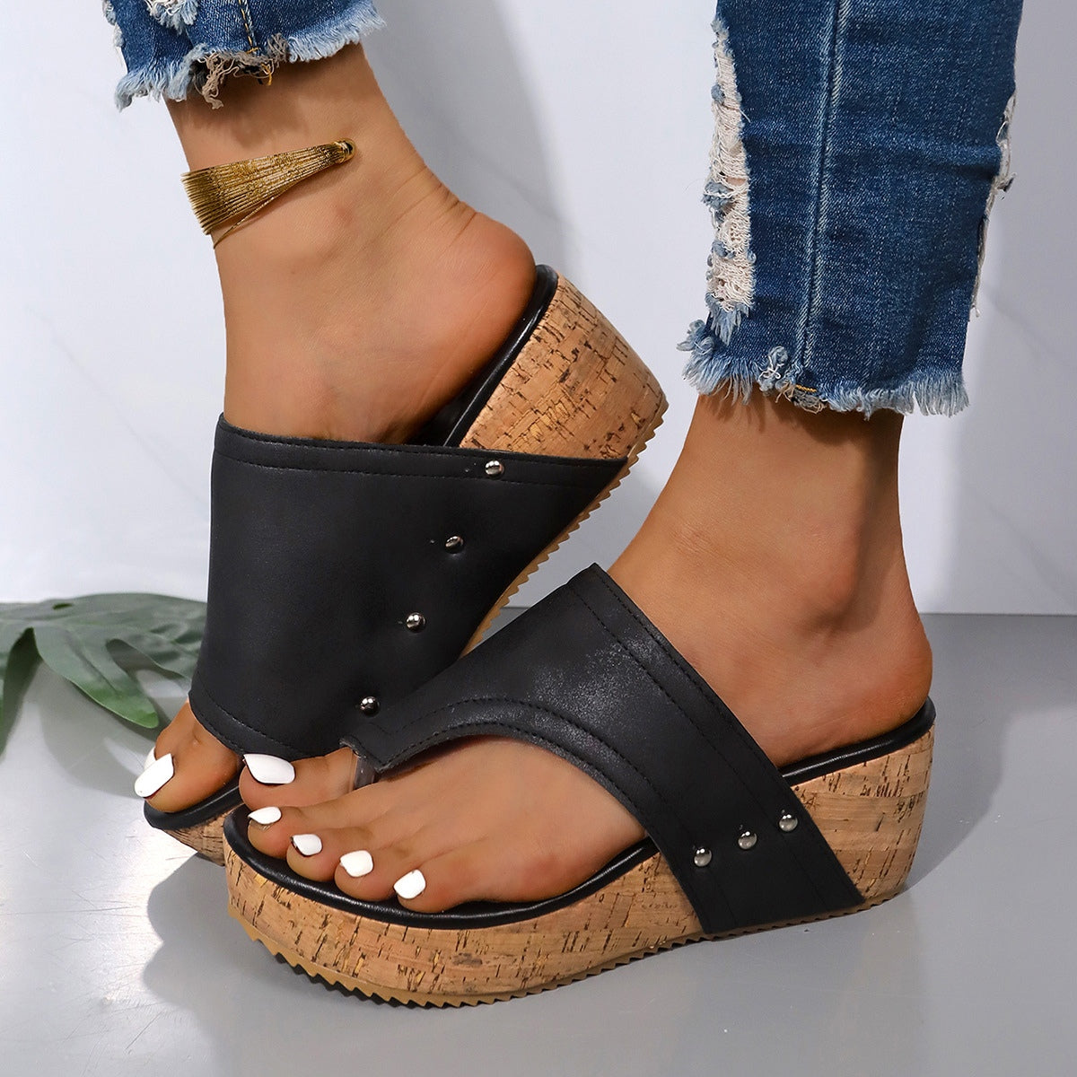 Serena PU Leather Wedges Trendsi