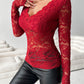 V-Neck Long Sleeve Lace Top - Jatanele