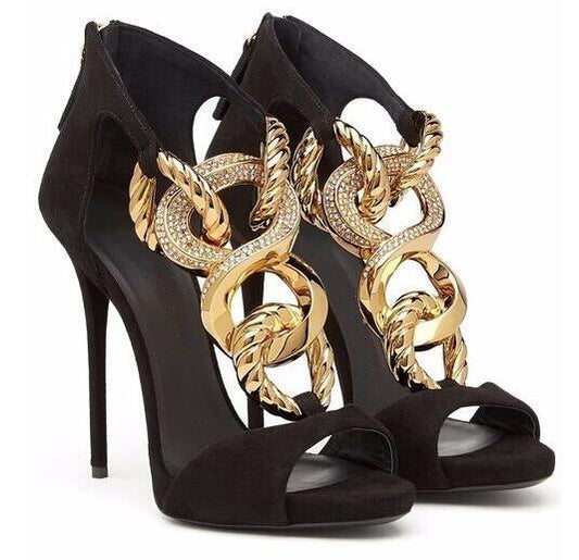 Women’s Metal Stiletto Heel Open Toe Sandals – Fashion Runway Style - Jatanele