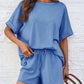 Round Neck Short Sleeve Top and Shorts Set - Jatanele