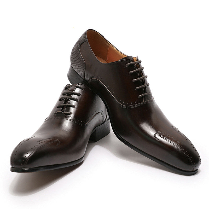 Business Leather Leather Lace Up Office Official Wedding Shoes - Jatanele