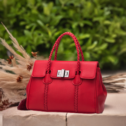 Elegant Lychee Pattern Leather Handbag - Jatanele